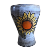 Sunflower vase signed Fonck and Matéo, Vallauris 60s
