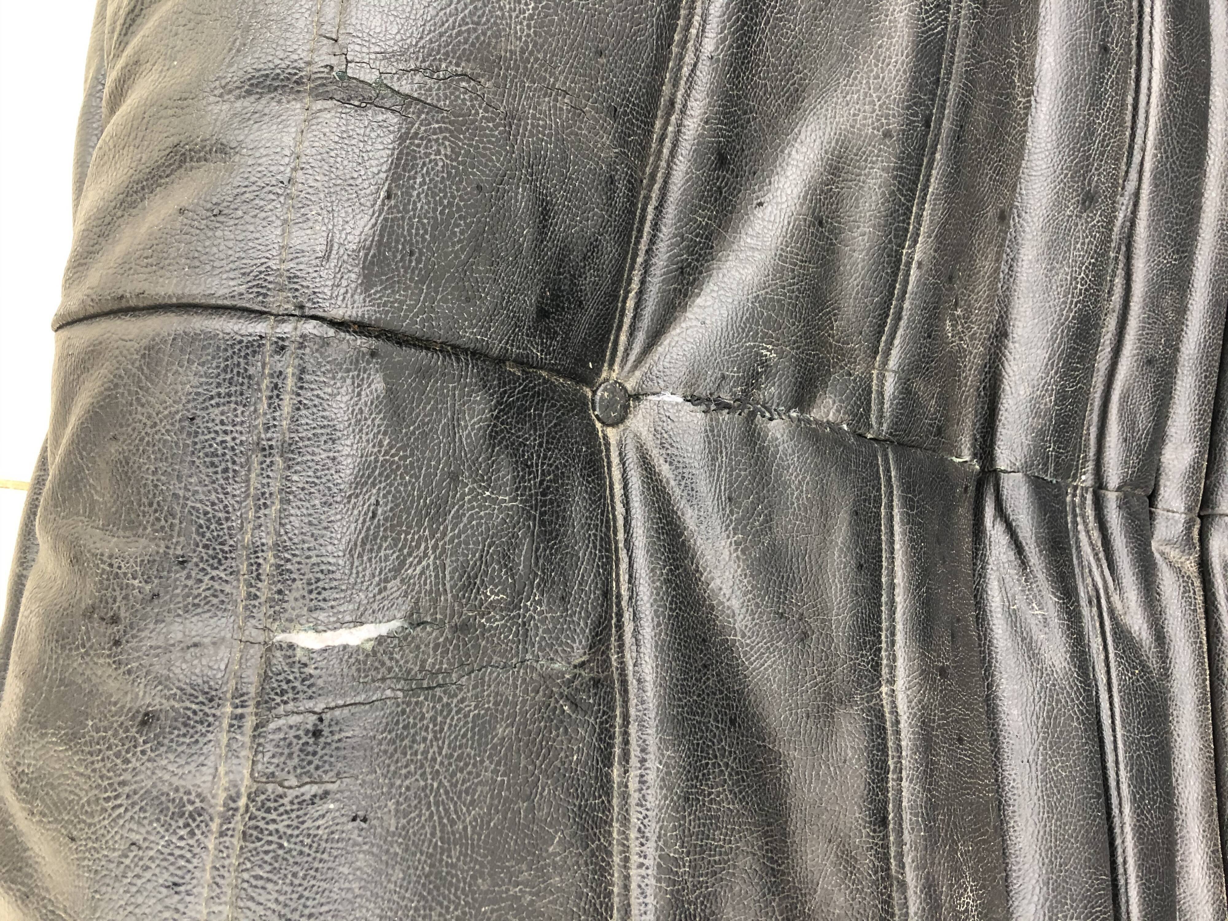 3-seater black leather Togo sofa by Michel Ducaroy for Roset Line