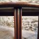 Vintage oak nesting tables set, round coffee table from the 1960s with two integrated side tables.