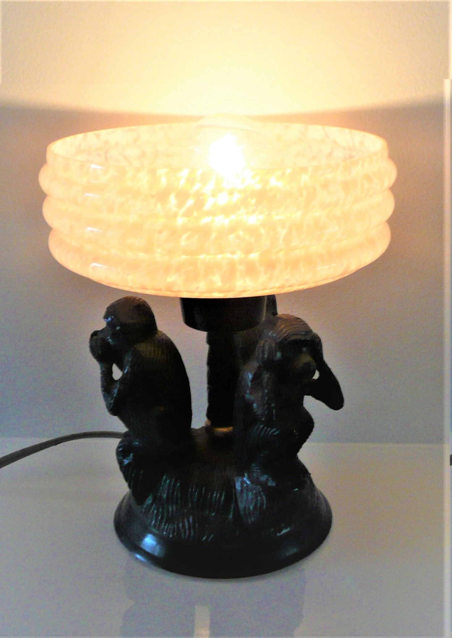Art deco lamp symbol of the three monkeys