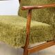 Vintage armchair, 1970s red fox - high pile khaki / olive - long pile