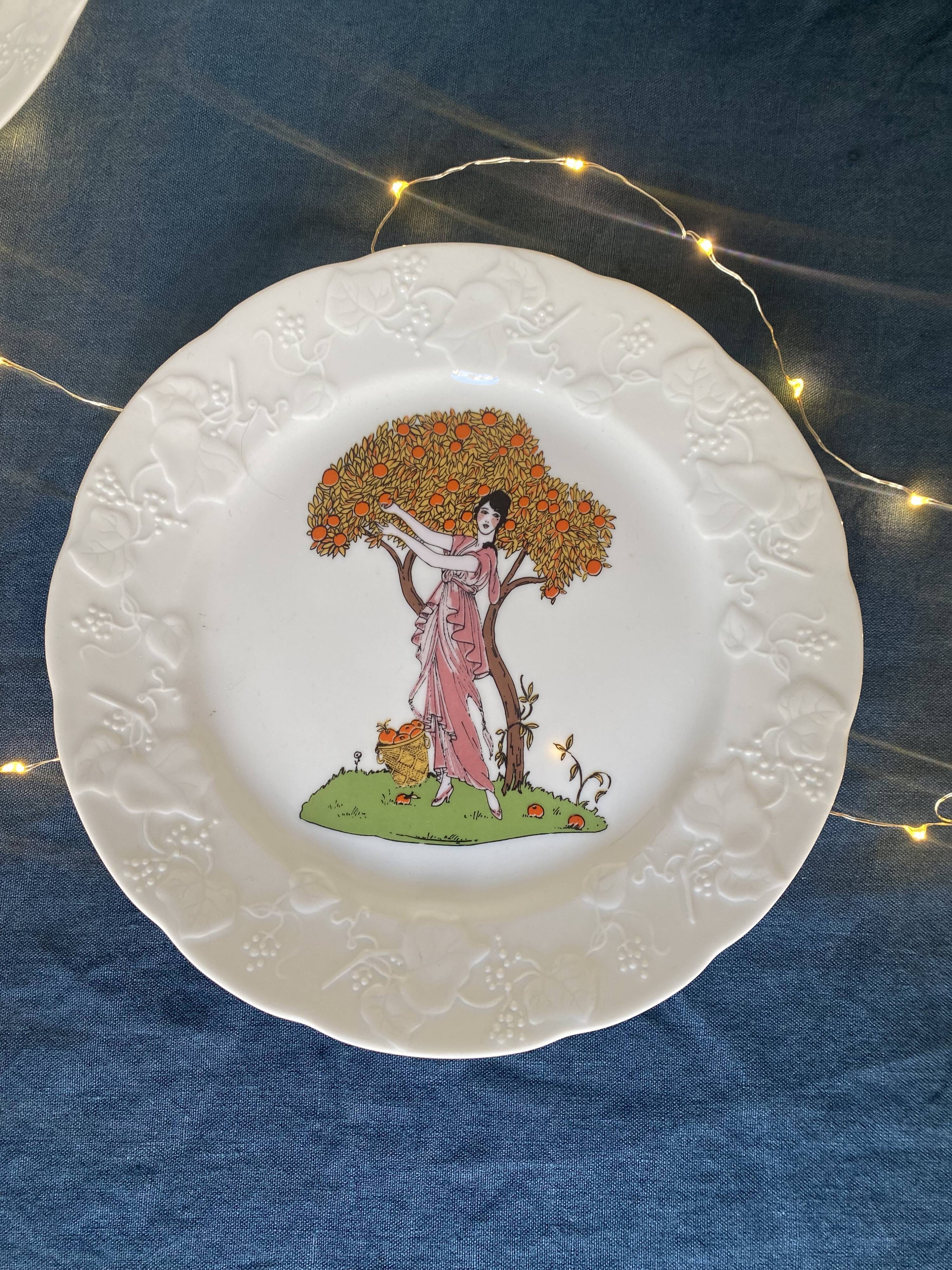 5 dessert plates art deco style