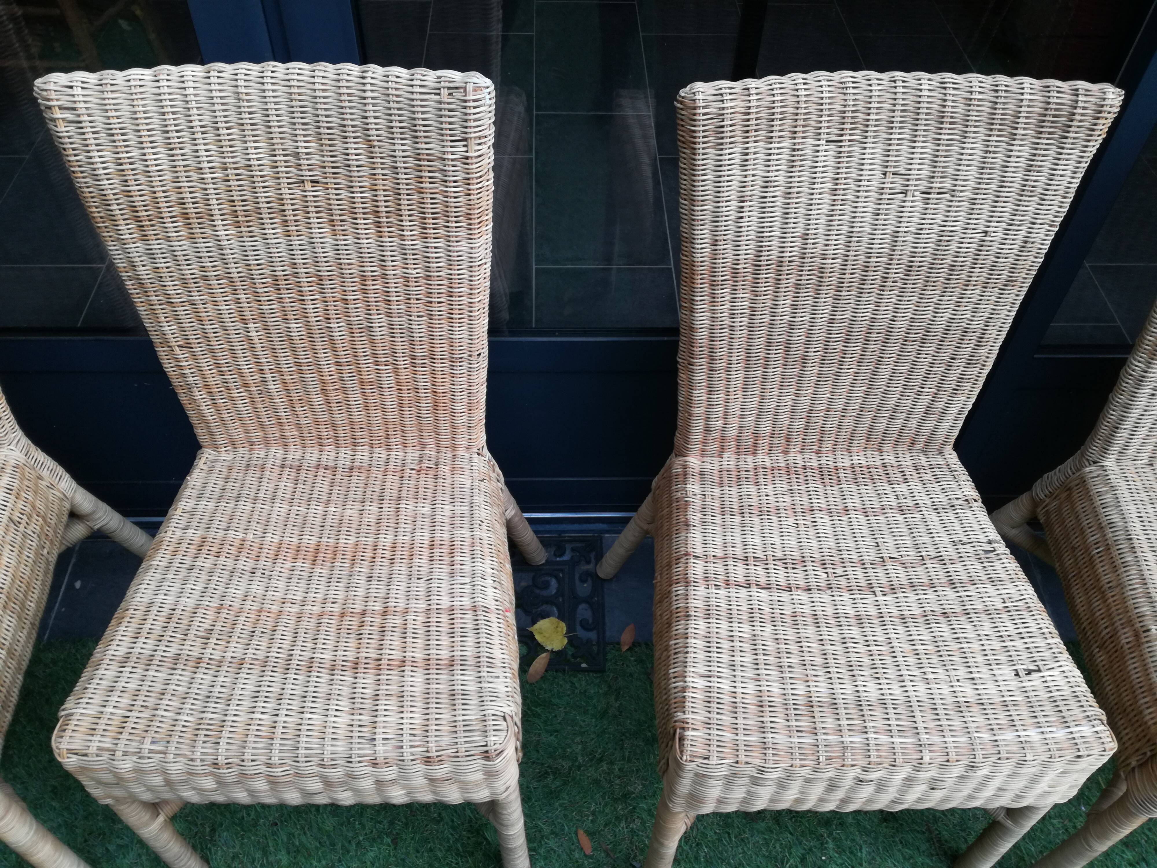 6 chaises vintage en bambou et osier 70's