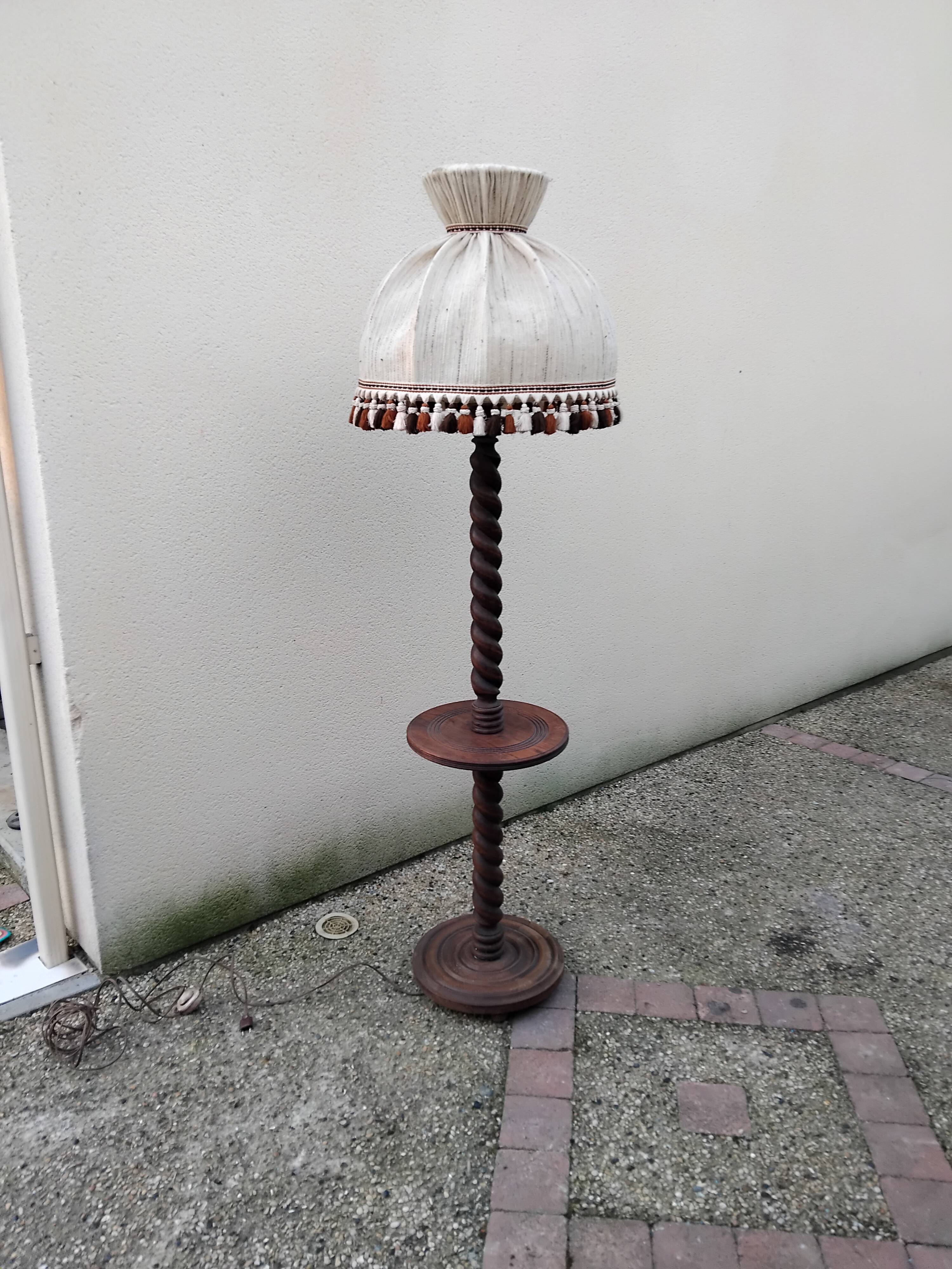 CHARLES DUDOUYT vintage floor lamp, turned wood