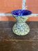 Vintage White Blue Ceramic Snowy Stoneware Vase France #D559