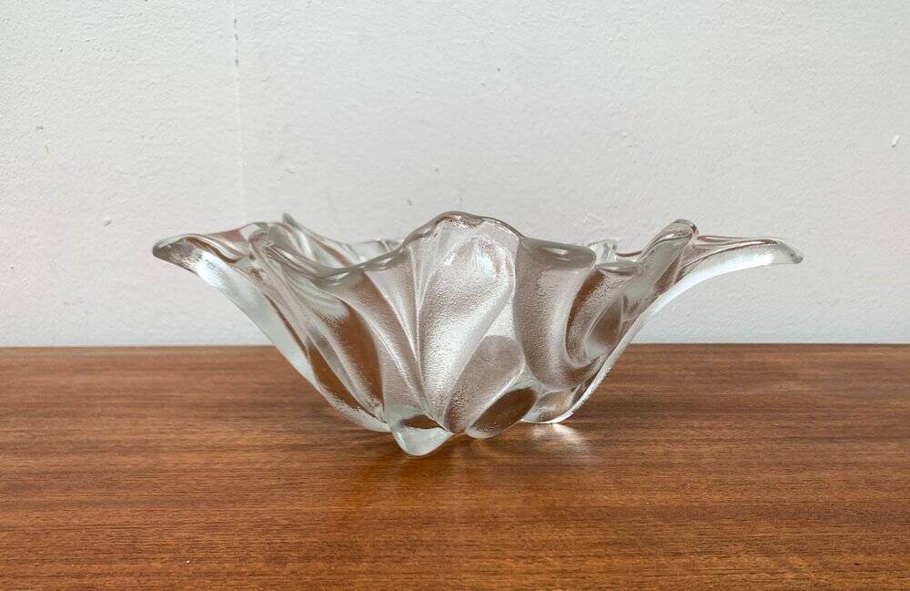 Heavy vintage German floral glass bowl by Walther Glas, 1970s.