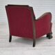 Fauteuil relax vintage danois des années 1950, tissu d'ameublement, bois de chêne, d'origine.