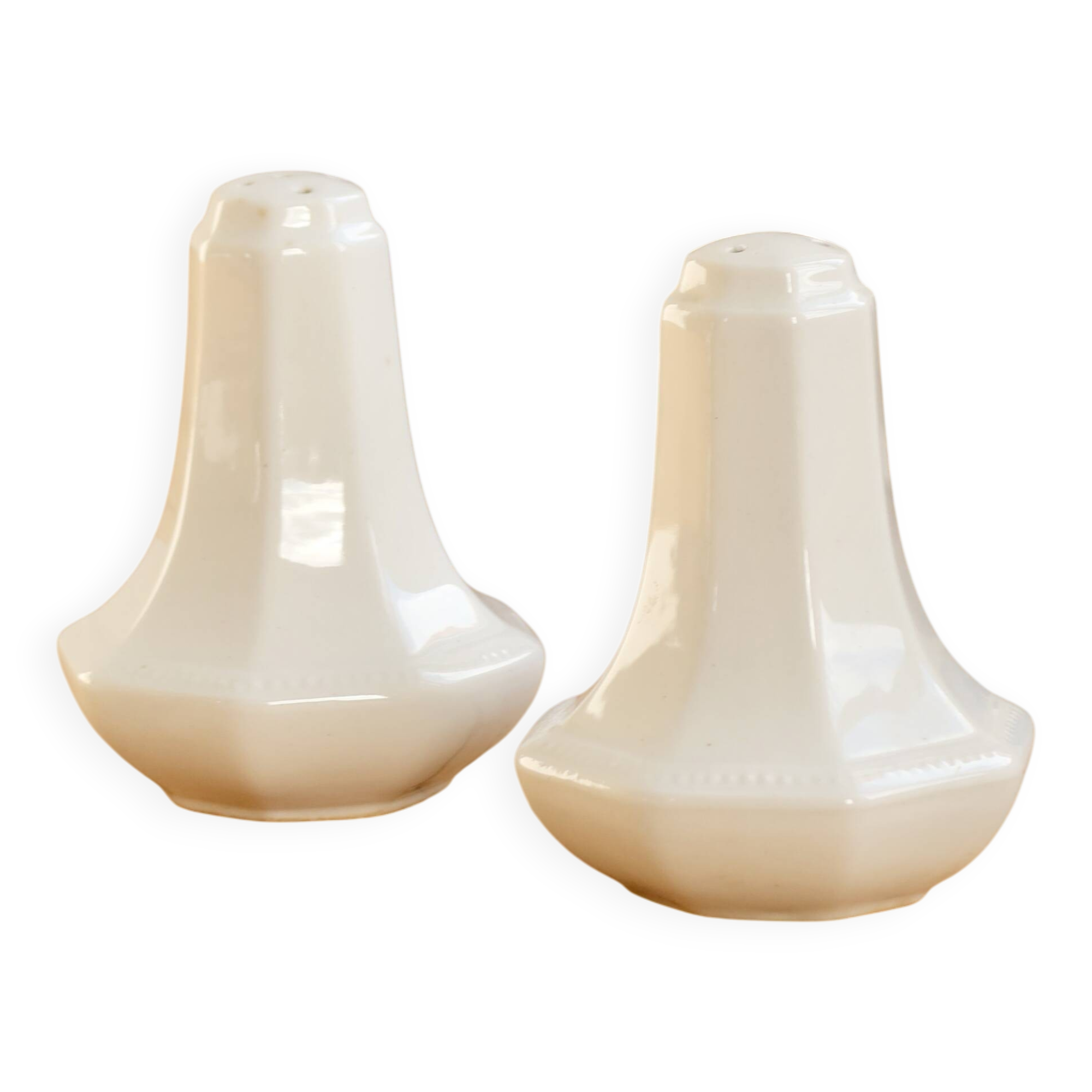 Vintage salt and pepper shakers, English porcelain, Pearl pattern - Johnson Brothers