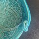 Signed turquoise enameled ceramic pocket tray