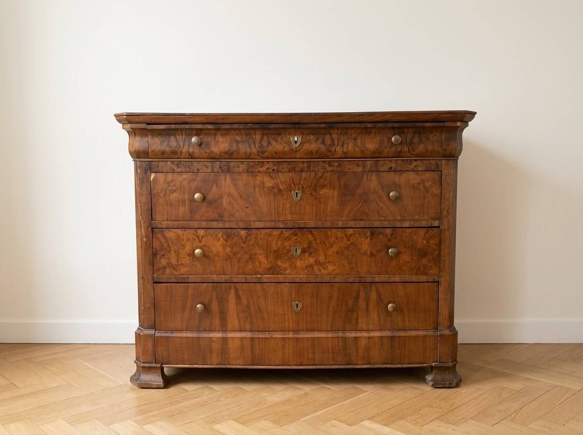 Commode ancienne en bois massif à tiroirs