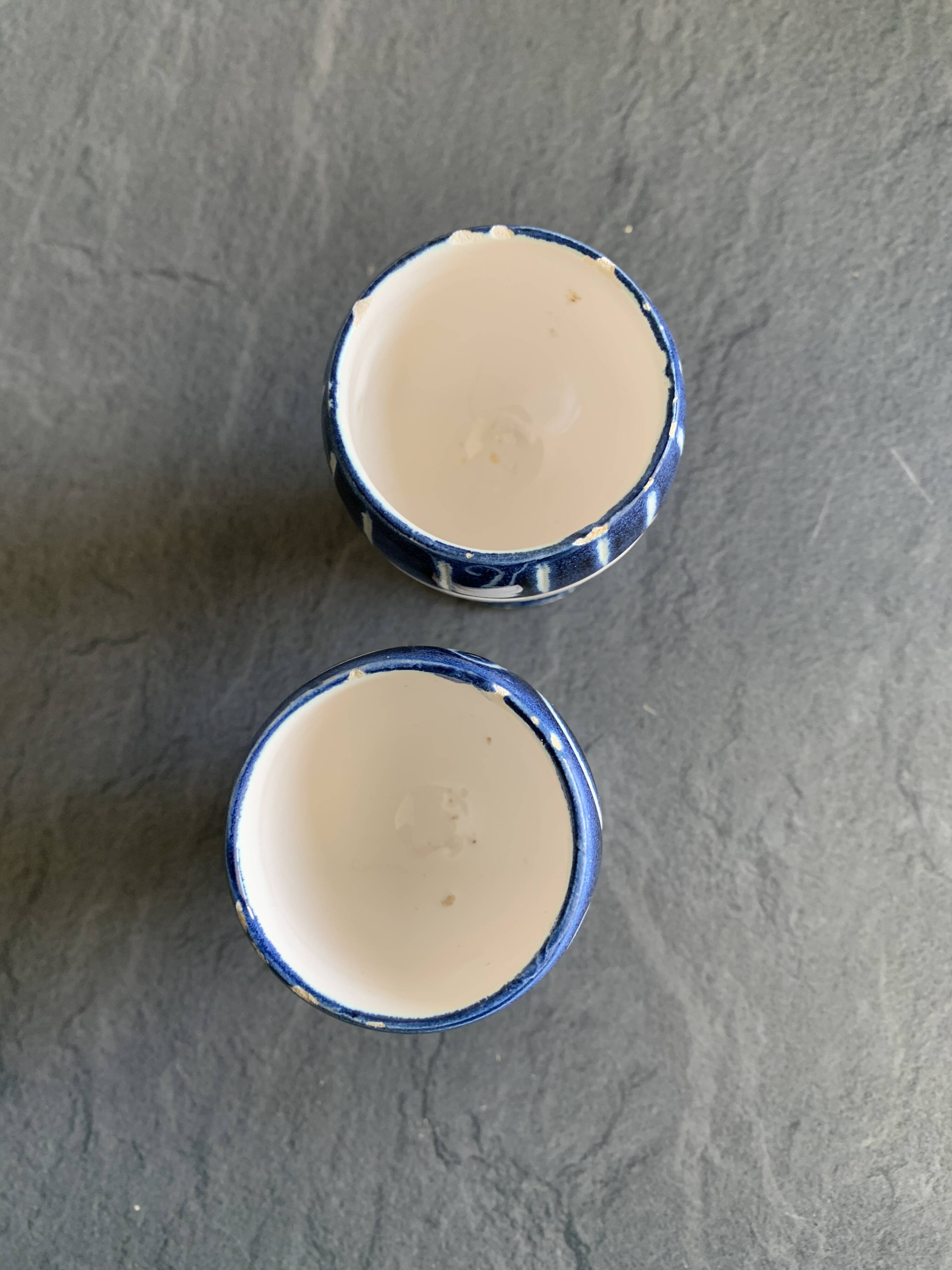 2 vintage Italian ceramic egg cups