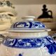 Creil and Montereau sugar pot in blue earthenware, "Japan" service circa 1895