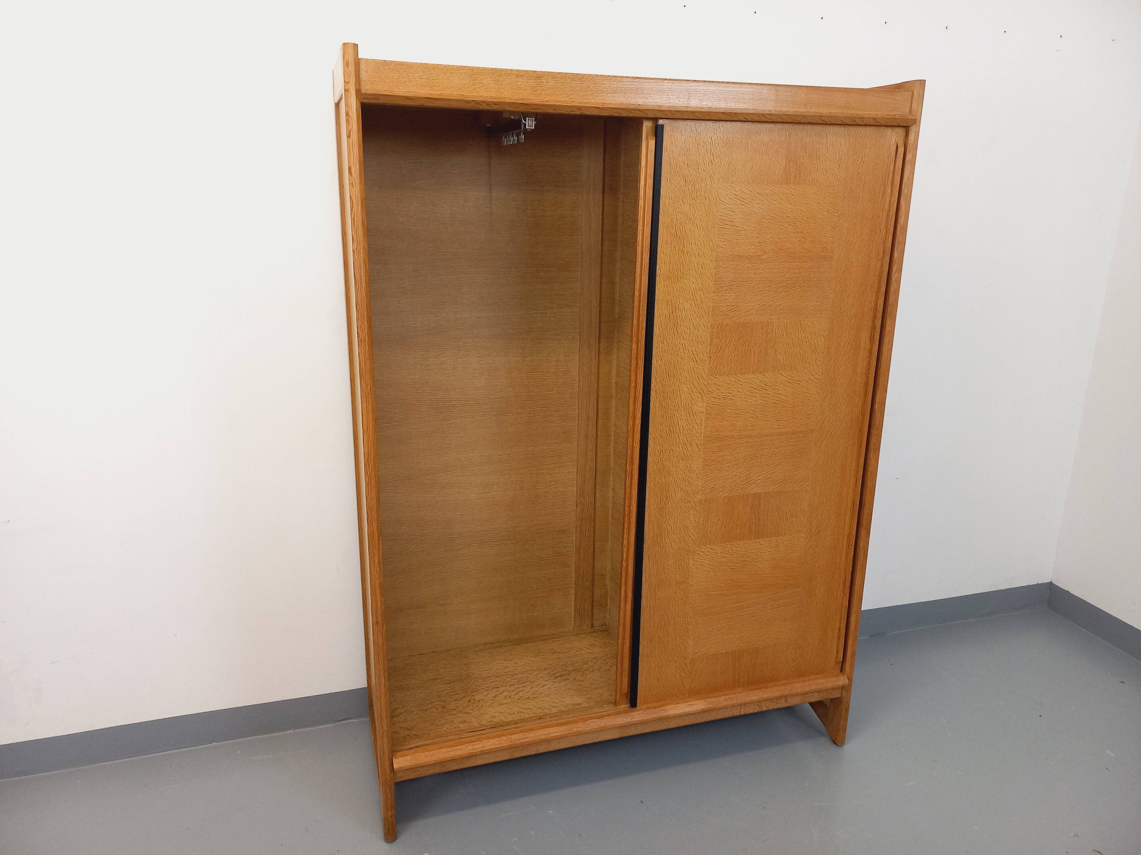 Vintage Guillerme et Chambron wardrobe in solid oak from the 60s