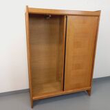 Armoire dressing vintage Guillerme et Chambron en chêne massif années 60