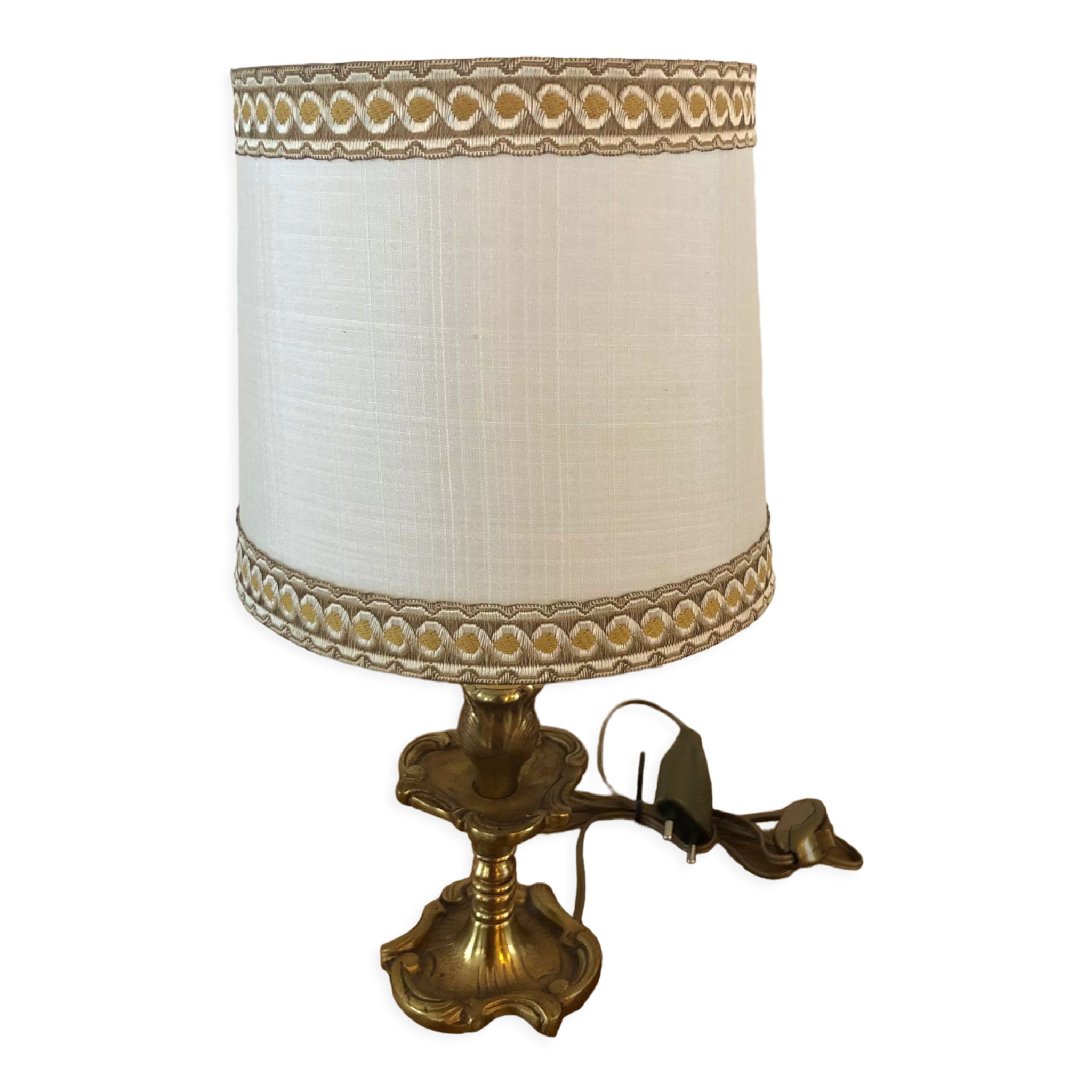 Lampe de chevet Vintage pied en laiton massif année 60