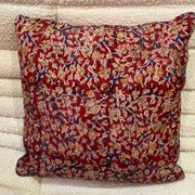 Indian blockprint cushion cover in burgundy red cotton