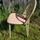 Série de 6 chaises Baumann bois vert avec assise galette clair années 80 vintage
