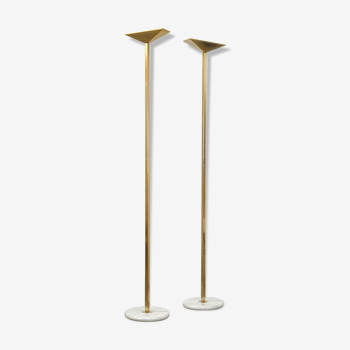 Pair of brass lampposts by Pierre Disderot edited by Glass Lumière 1982