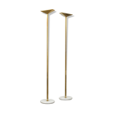 Pair of brass lampposts by Pierre Disderot edited by Glass Lumière 1982