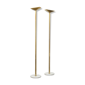 Paire de lampadaires en laiton de Pierre Disderot édités par Verre Lumière 1982