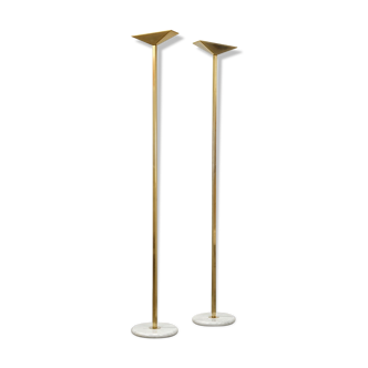 Pair of brass lampposts by Pierre Disderot edited by Glass Lumière 1982
