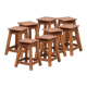 Lot de 8 tabourets en bois vintage assises carrées