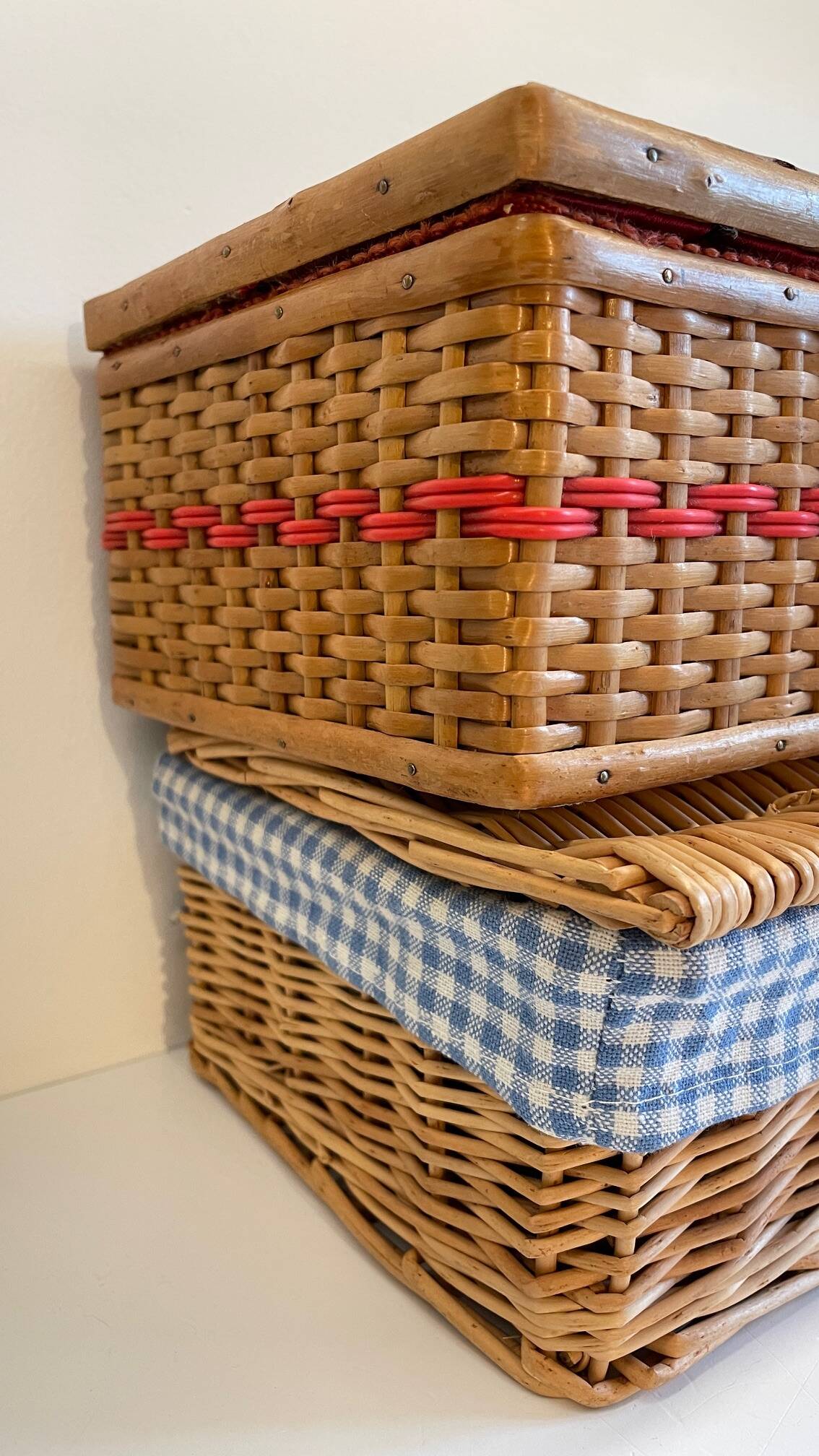 2 chanel boxes in vintage rattan