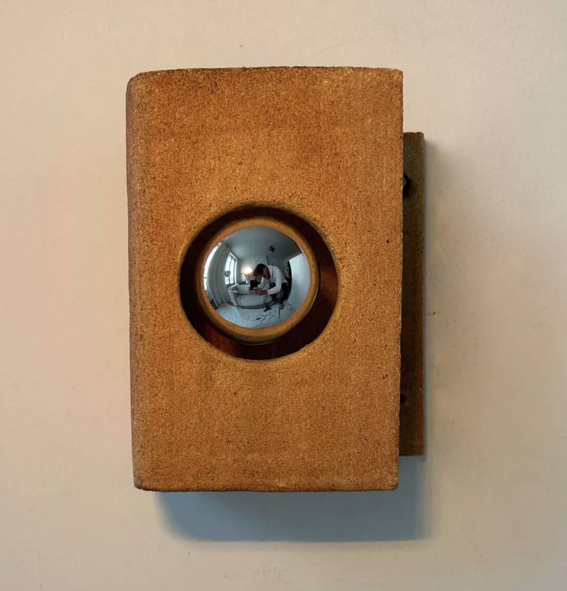 Vintage raw clay chamotte wall light, Guy Bareff, France 1970