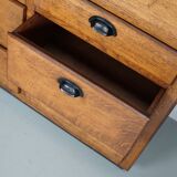 Belgian industrial oak apothecary cabinet, 1940s