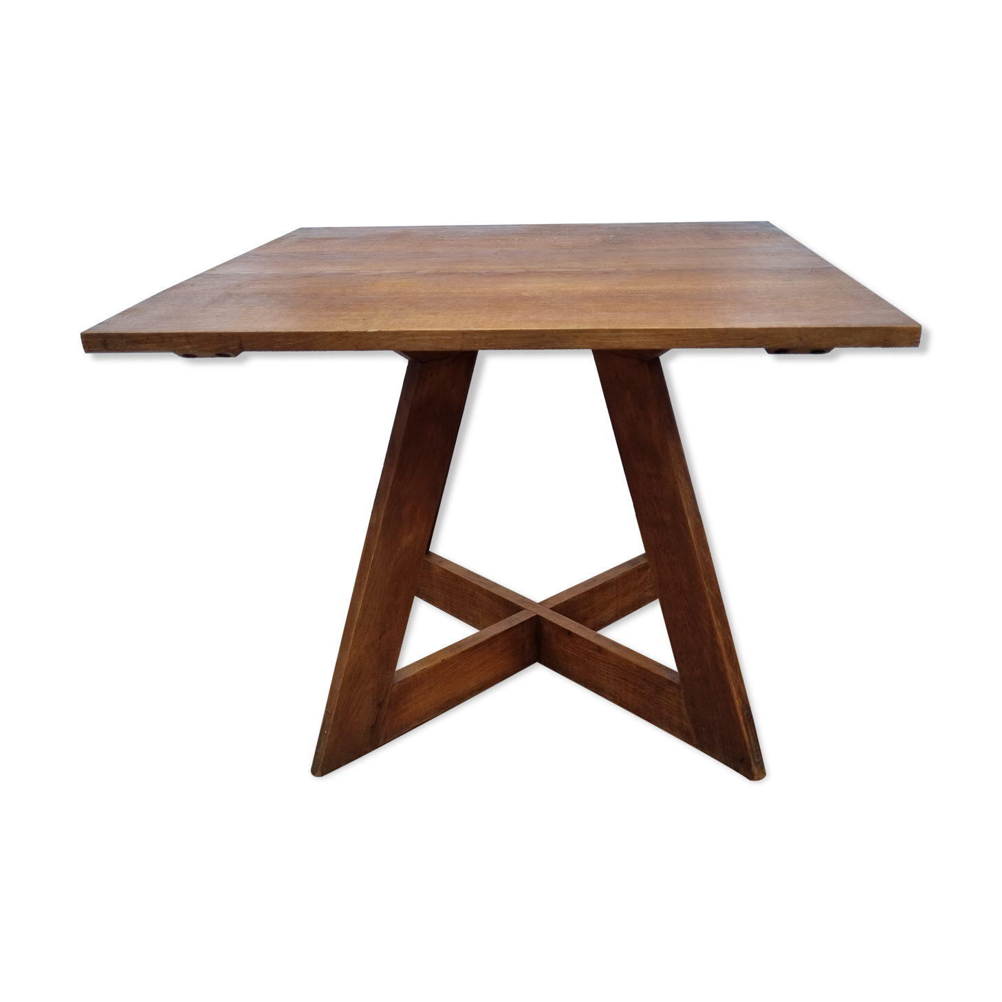 Square table in art deco style in oak, removable
