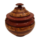 Old glazed terracotta lid jar, 25cm diameter, TBE