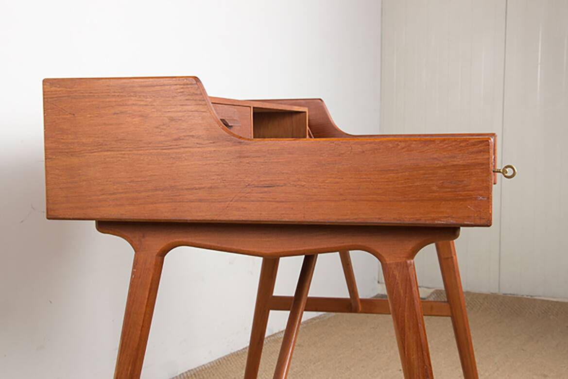 Danish teak desk, model 56, by Arne Wahl Iversen/Vinde Mobelfabrik.