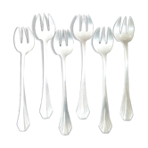 Set of 6 forks with silver metal oysters Art Deco style