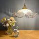 Vintage lampshade pendant lamp in white and gold granite glass