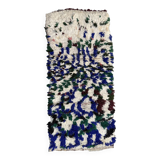 Tapis Berbère blanc et bleu Azilal - 165 x 73 cm