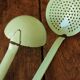 A skimmer and a ladle to hang Vintage mint enamelled sheet metal