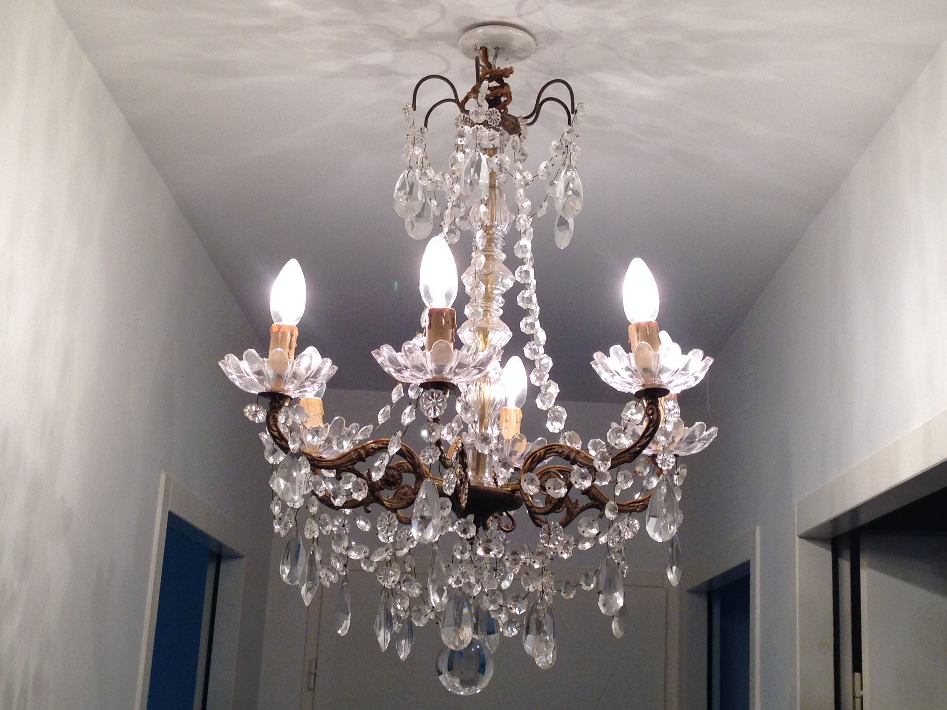 Lustre en bronze et cristal