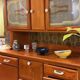 Buffet Double Corps Vintage Art Déco / Populaire en Bois Blond