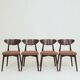 Set of 4 Modern Beech Wood Dining Chair, Herringbone terracota fabric