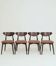 Set of 4 Modern Beech Wood Dining Chair, Herringbone terracota fabric