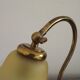 French Vintage Brass Goose Neck Table Lamp Patterned Glass Shade 5353