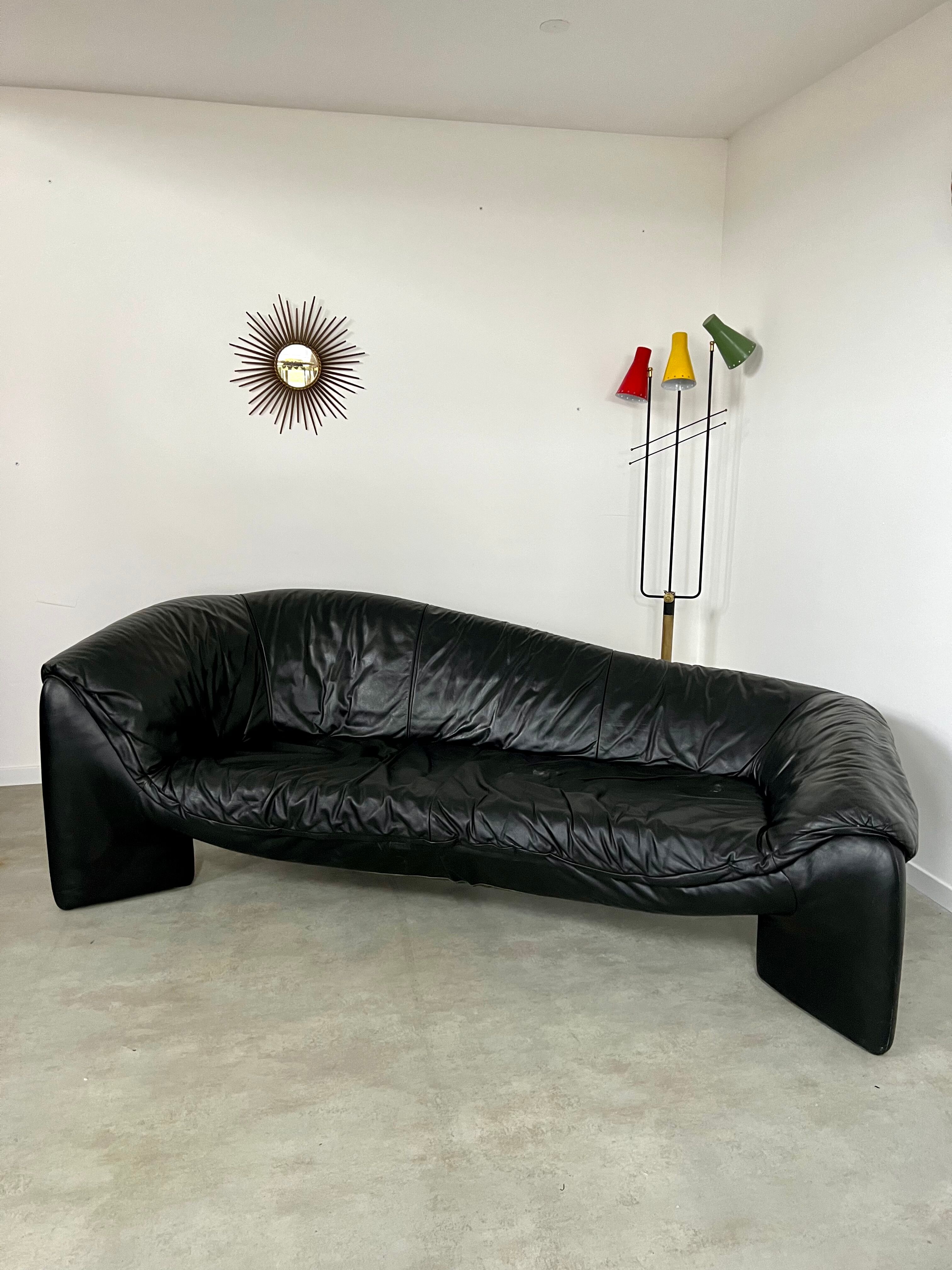 Old leather sofa design Strassle Collection of the 80