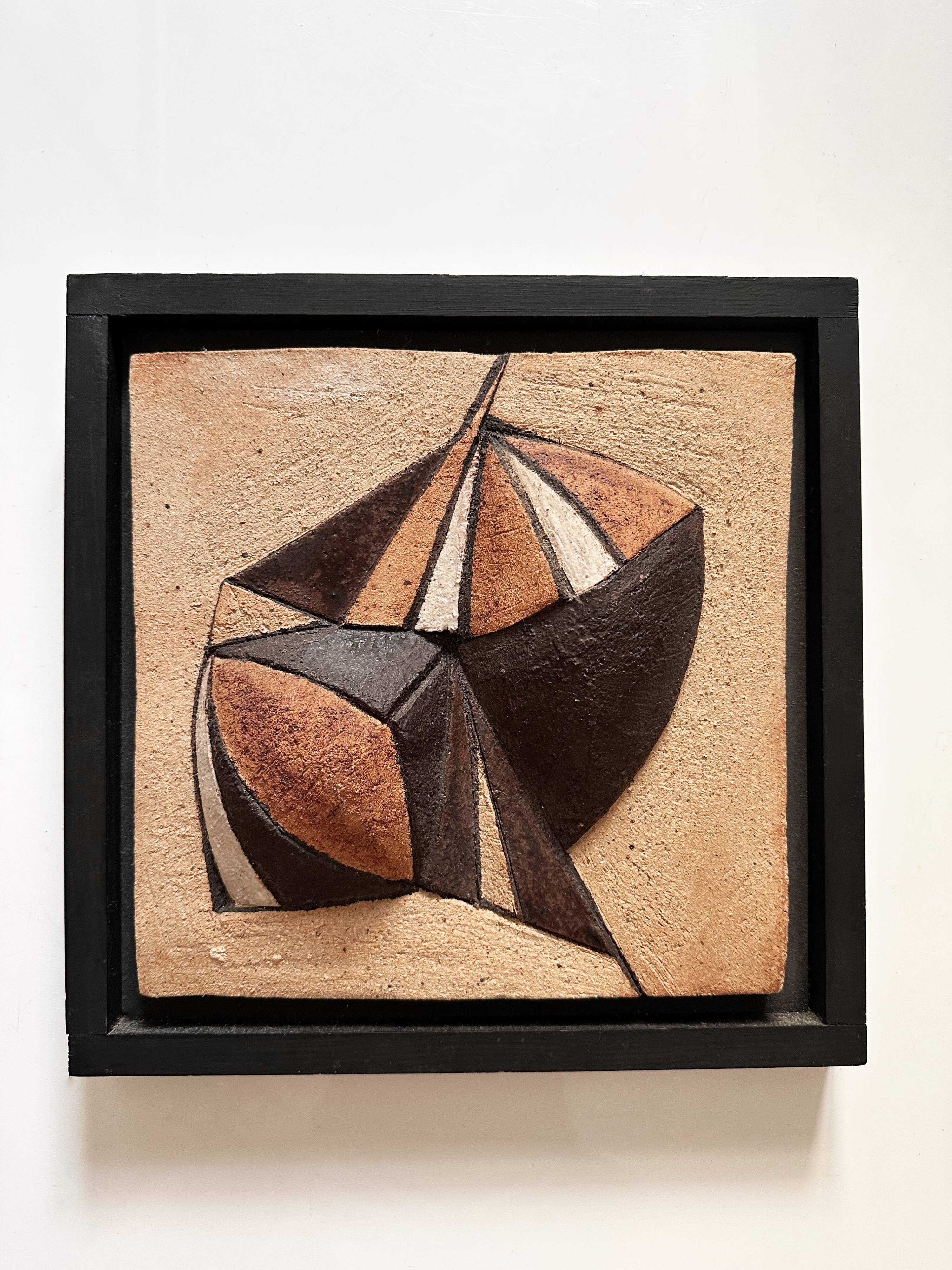 Abstract artist wall sculpture in sandstone. Denmark, 1980s.