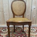 Set of 6 Louis XVI medallion chairs with caning.