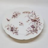 Superb Plate Dish on Pedestal 19th Century White Porcelain Bird Decor