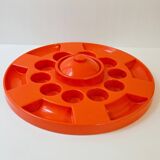 Grand plateau vintage 1970 moulded plastic orange creations bismuth paris 7