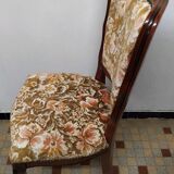 Louis XV Style Chair in Wood and Floral Fabric