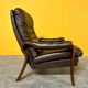 Vintage Scandinavian brown leather armchair 1960s