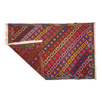 Tapis Kilim Vintage Multicolore – Motifs losanges tissés à la main