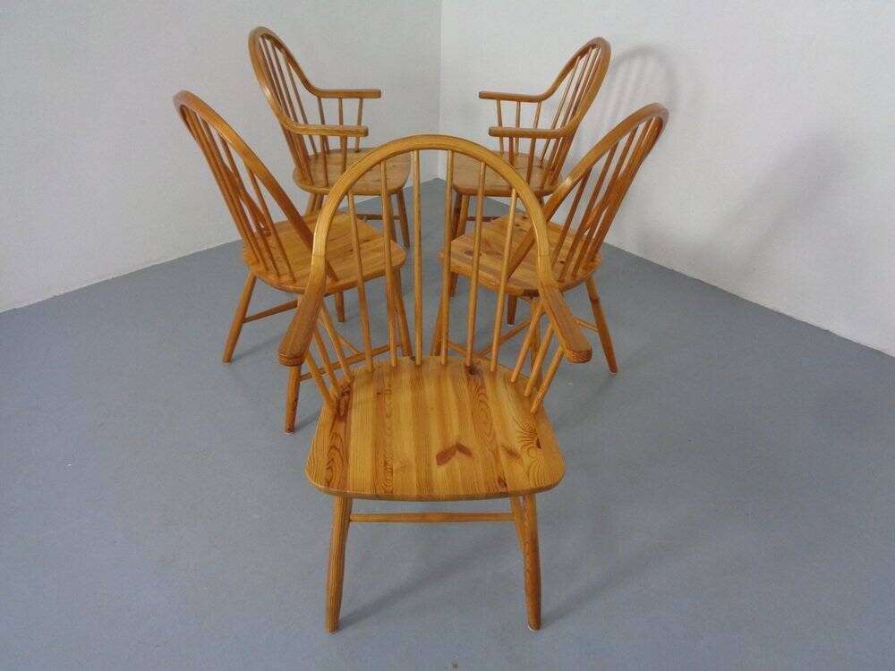Pine Chairs by Erik Ole Jørgensen, Set of 5